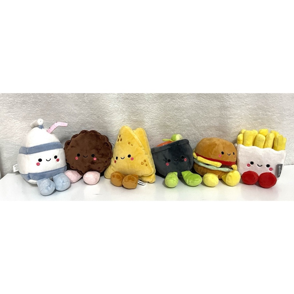 Lot Of 6 Better Together Hallmark Plush Milk & Cookies ,Fries & Burger